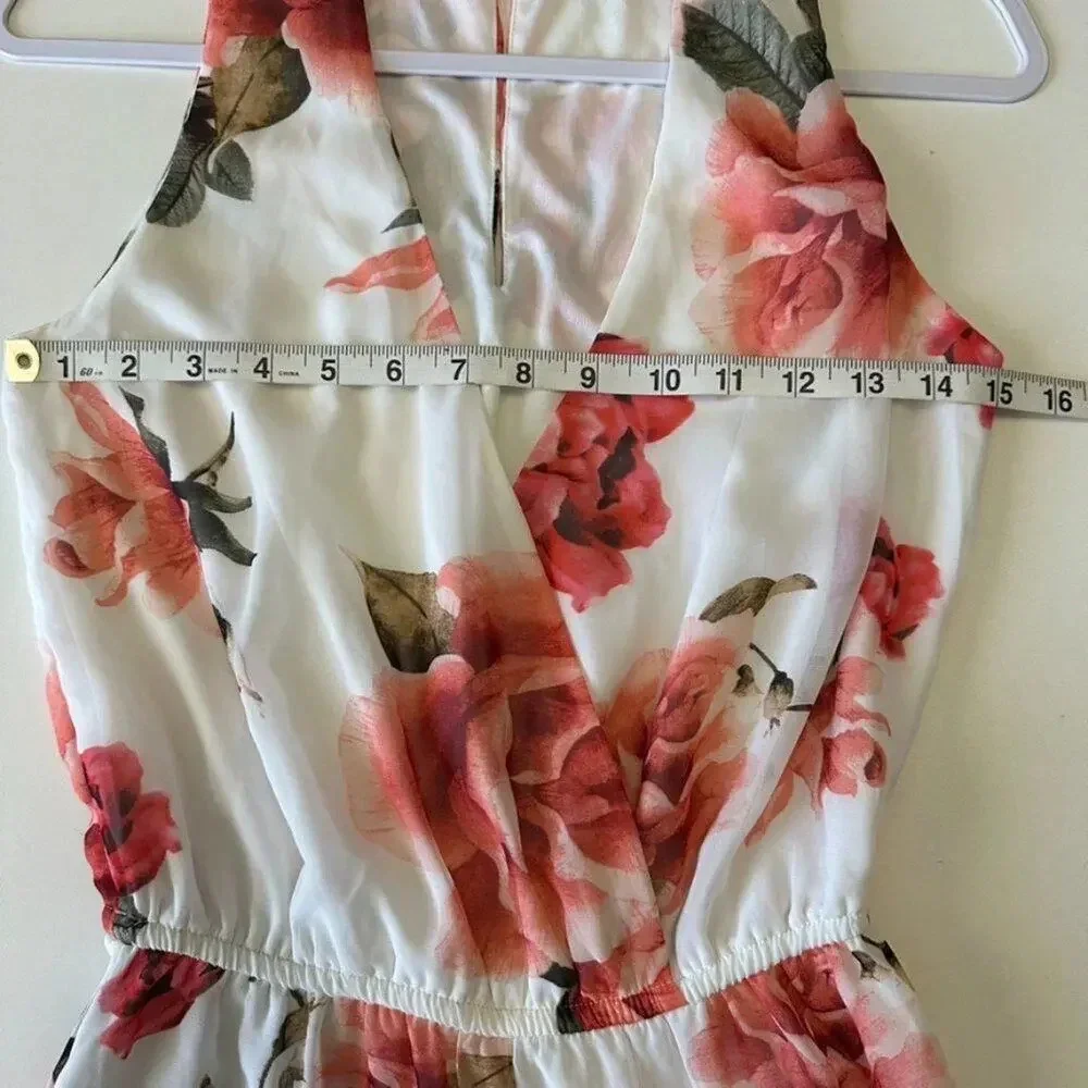 Show Me Your Mumu‎ Riri Romper XS White Pink V Neck Floral Elastic Waistband